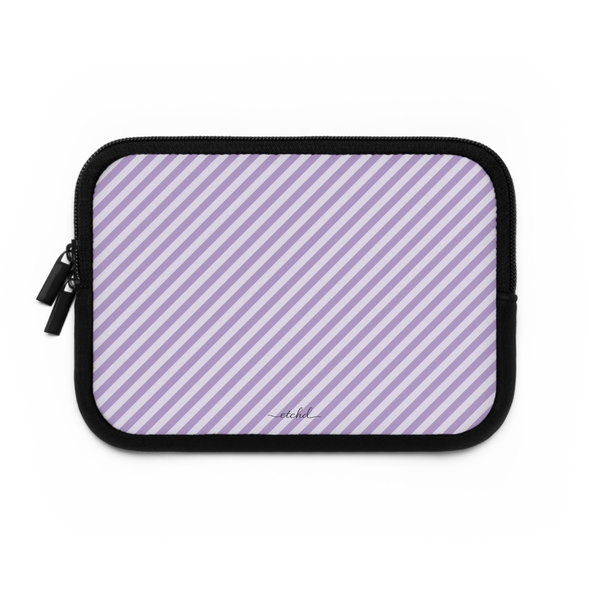 Lilac & Cream Striped Diagonal Laptop Sleeve by etchd, view 2