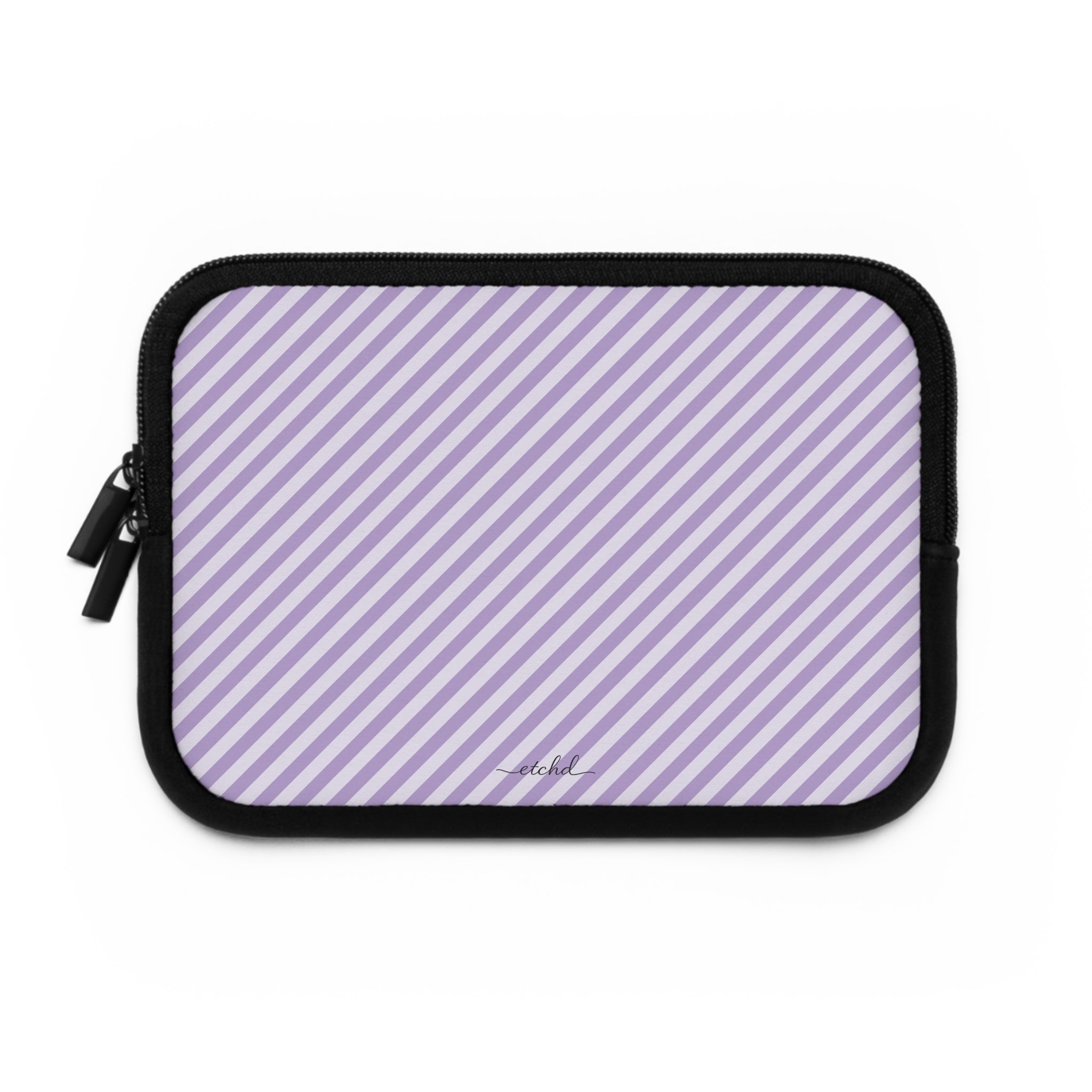 Lilac & Cream Striped Diagonal Laptop Sleeve by etchd, view 2