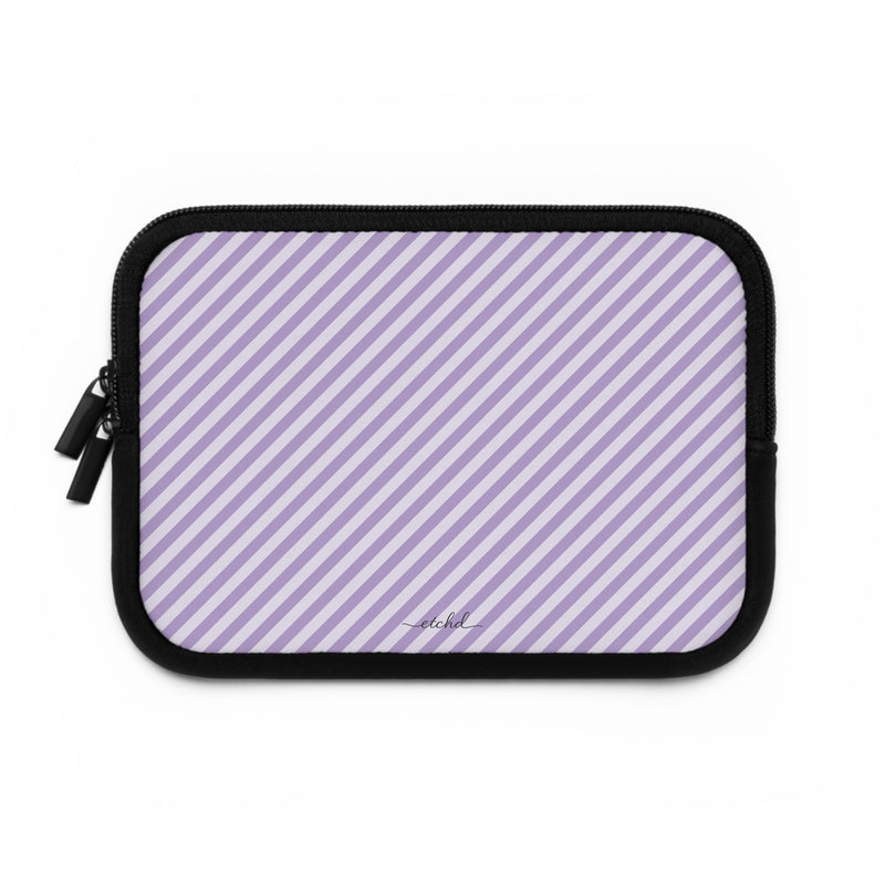 Lilac & Cream Striped Diagonal Laptop Sleeve by etchd, view 2
