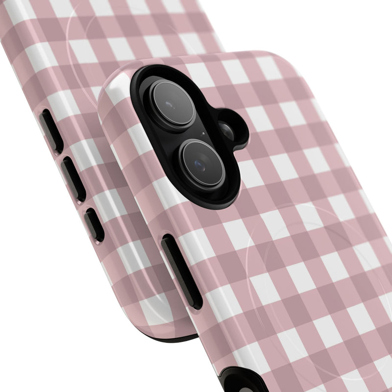 Pink & White Gingham Magnetic Phone Case by etchd, view 87