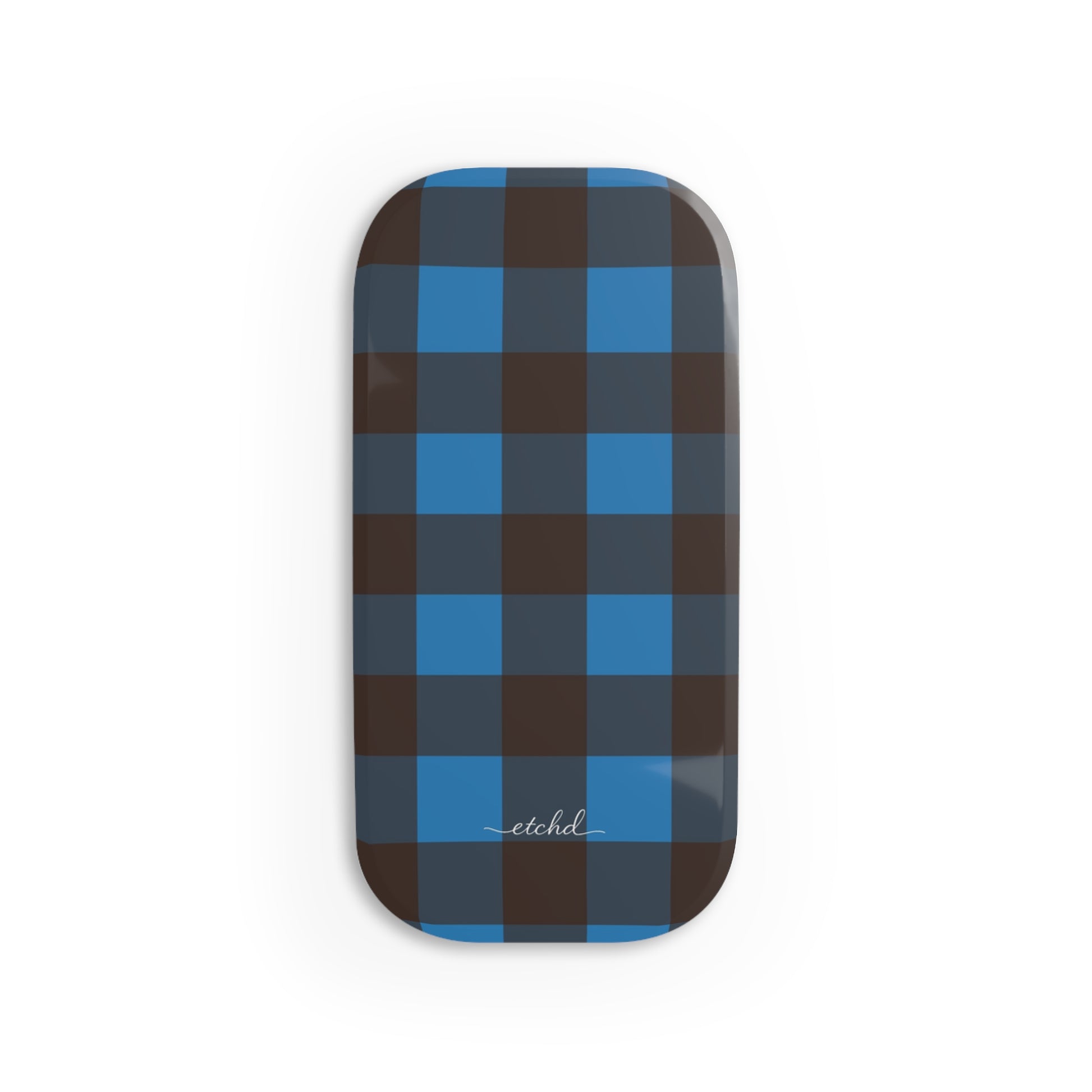 Cerulean & Espresso Gingham Anello clip per telefono di etchd