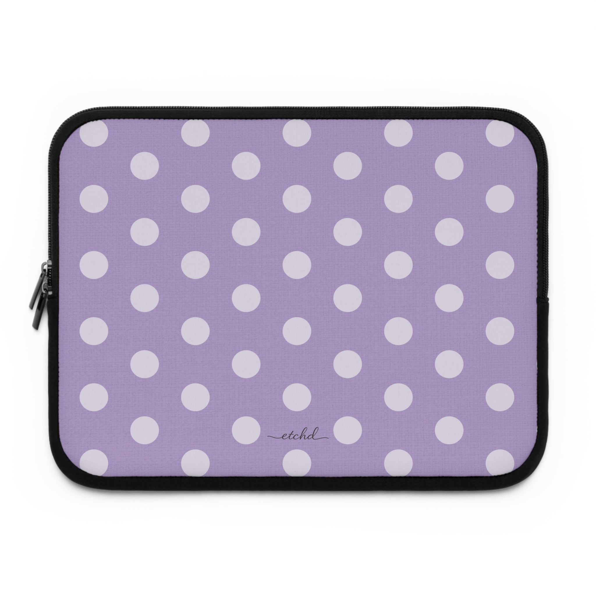 Cream & Lilac Polka Dot Laptop Sleeve by etchd