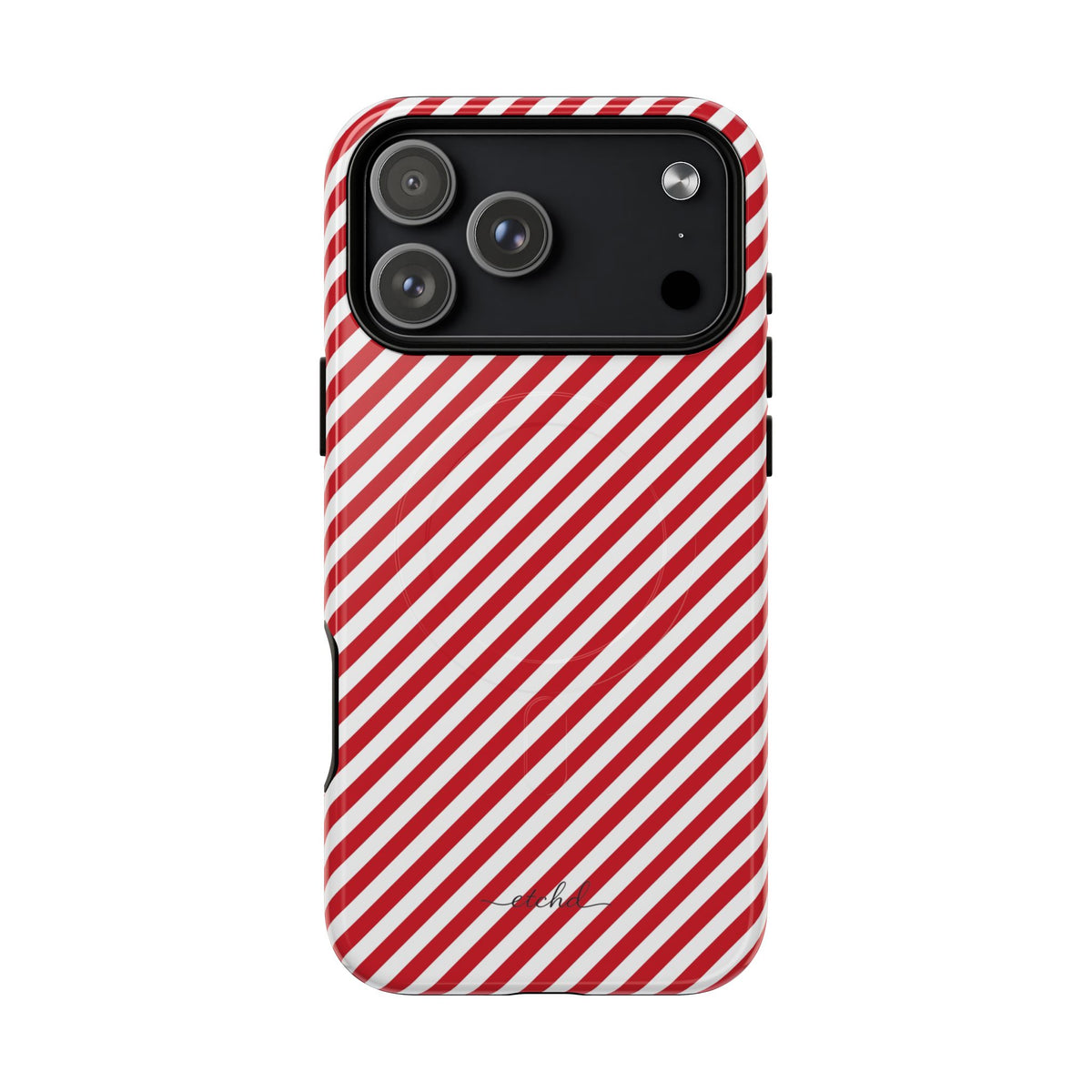 Classic Red & White Striped Diagonal Magnetic Phone Case by etchd, view 31
