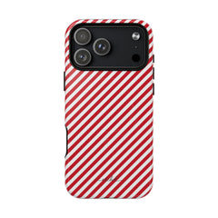 Classic Red & White Striped Diagonal Magnetic Phone Case by etchd, view 31