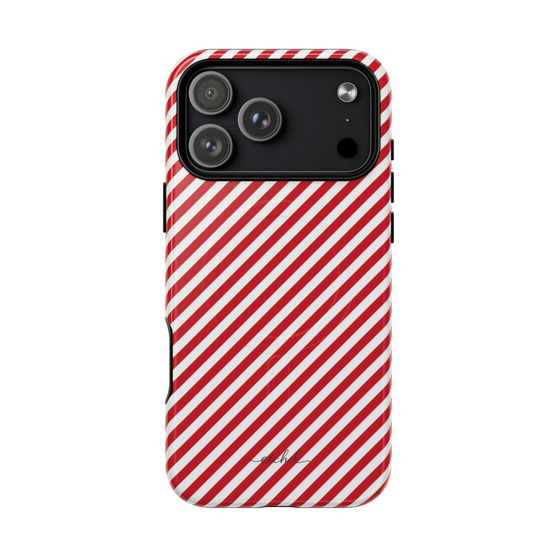 Classic Red & White Striped Diagonal Magnetic Phone Case by etchd, view 31