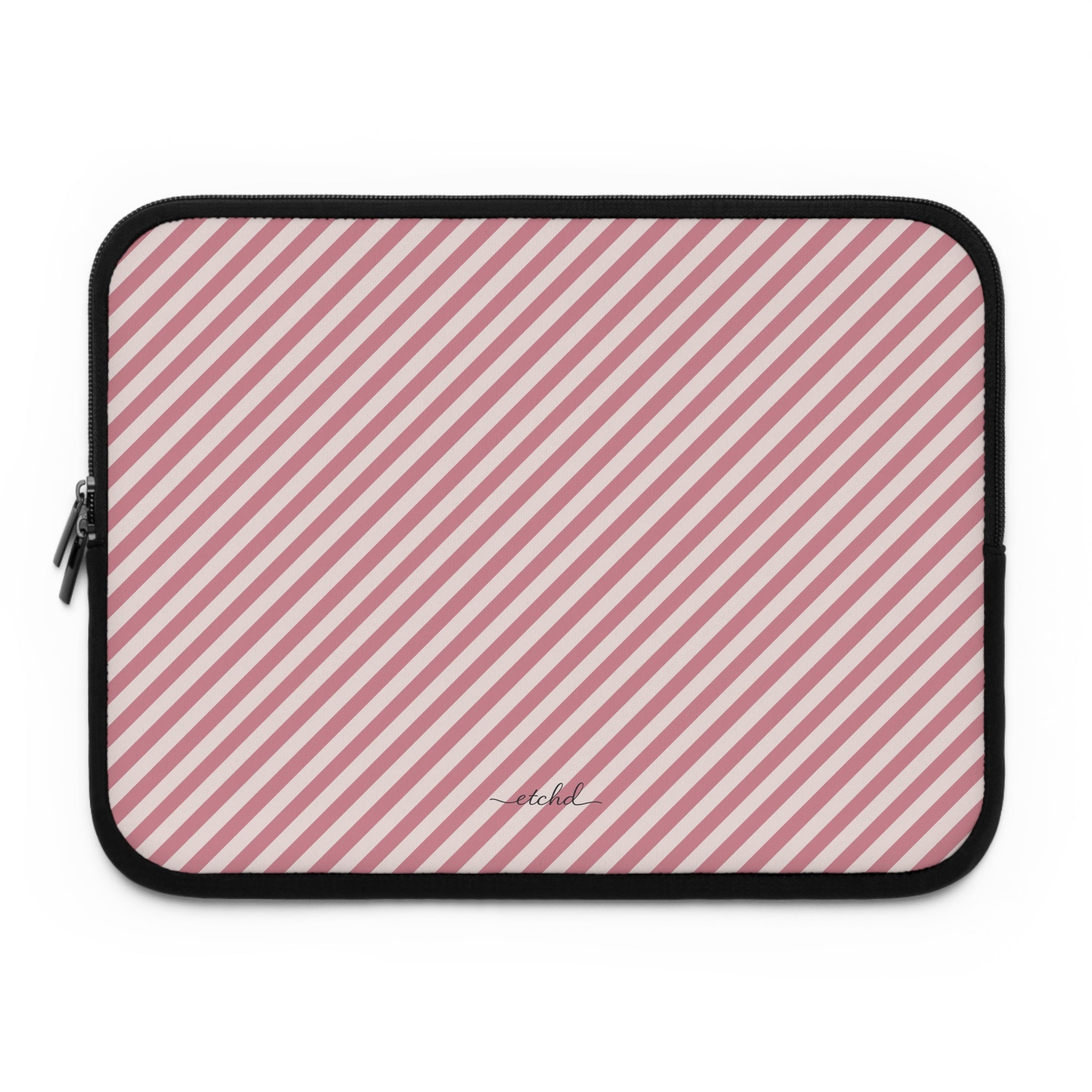 Blush & Cream Striped Diagonal Laptop Sleeve by etchd
