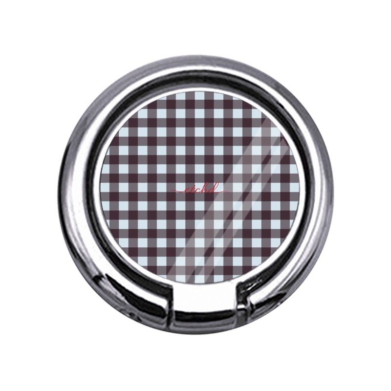 Blue & Plum Gingham Anello supporto sottile per telefono-zoom-