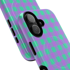 Hypermint & Lilac Gingham Magnetic Phone Case by etchd, view 87