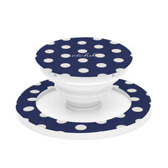 Cream & Navy Polka Dot Phone Grip And Stand by etchd