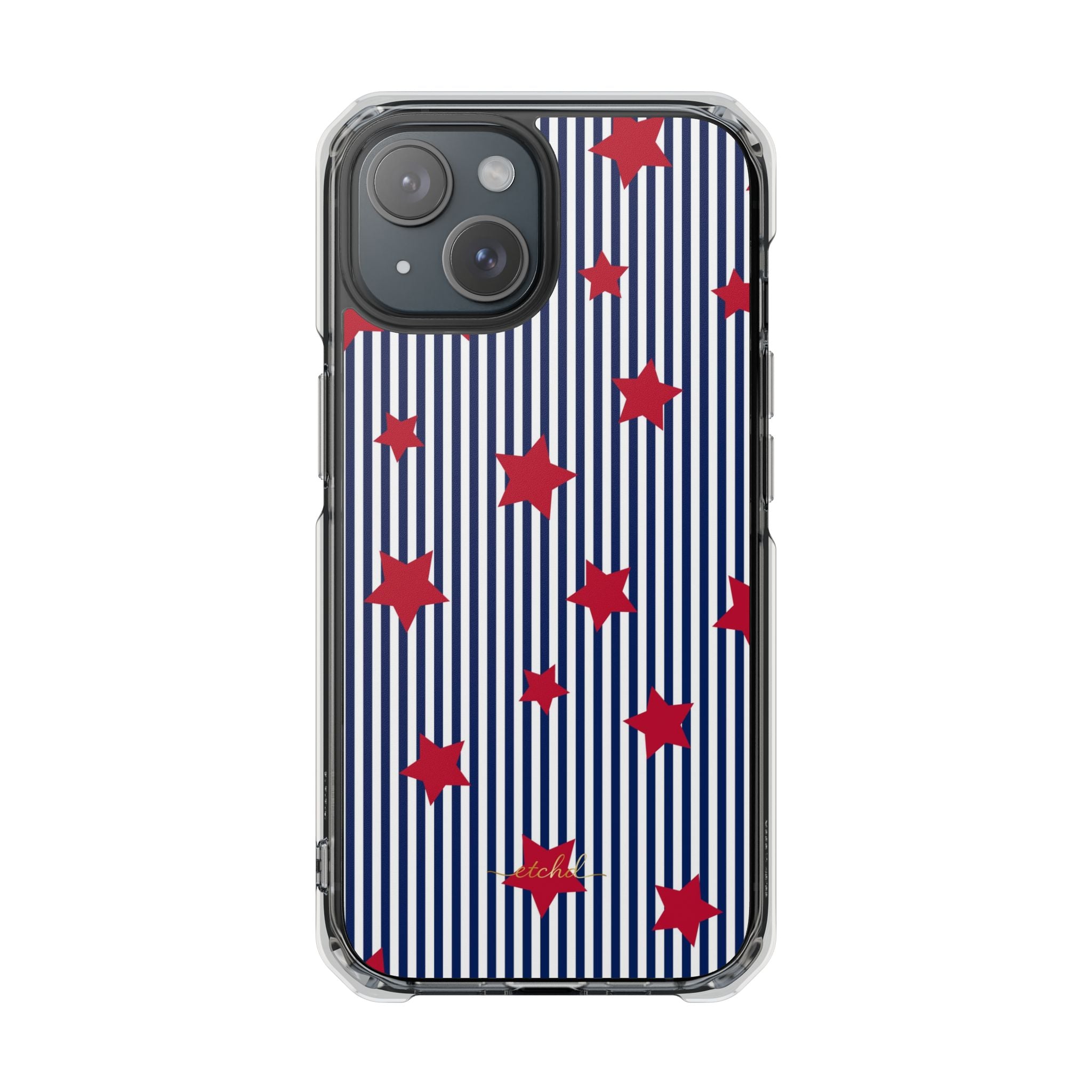 Blue Stripes & Red Stars Clear Magnetic Phone Case by etchd, view 2