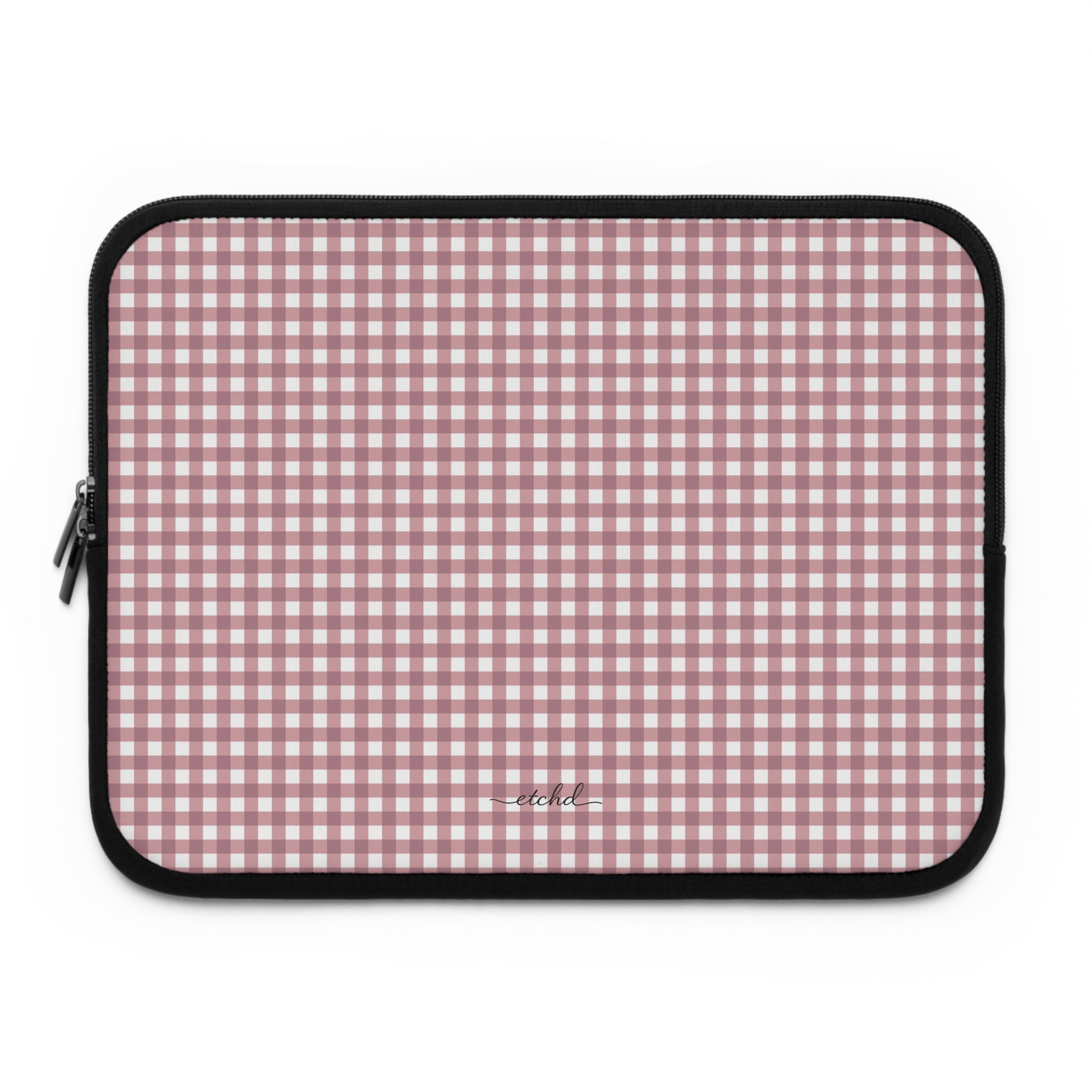 Pink Gingham Laptop Sleeve by etchd
