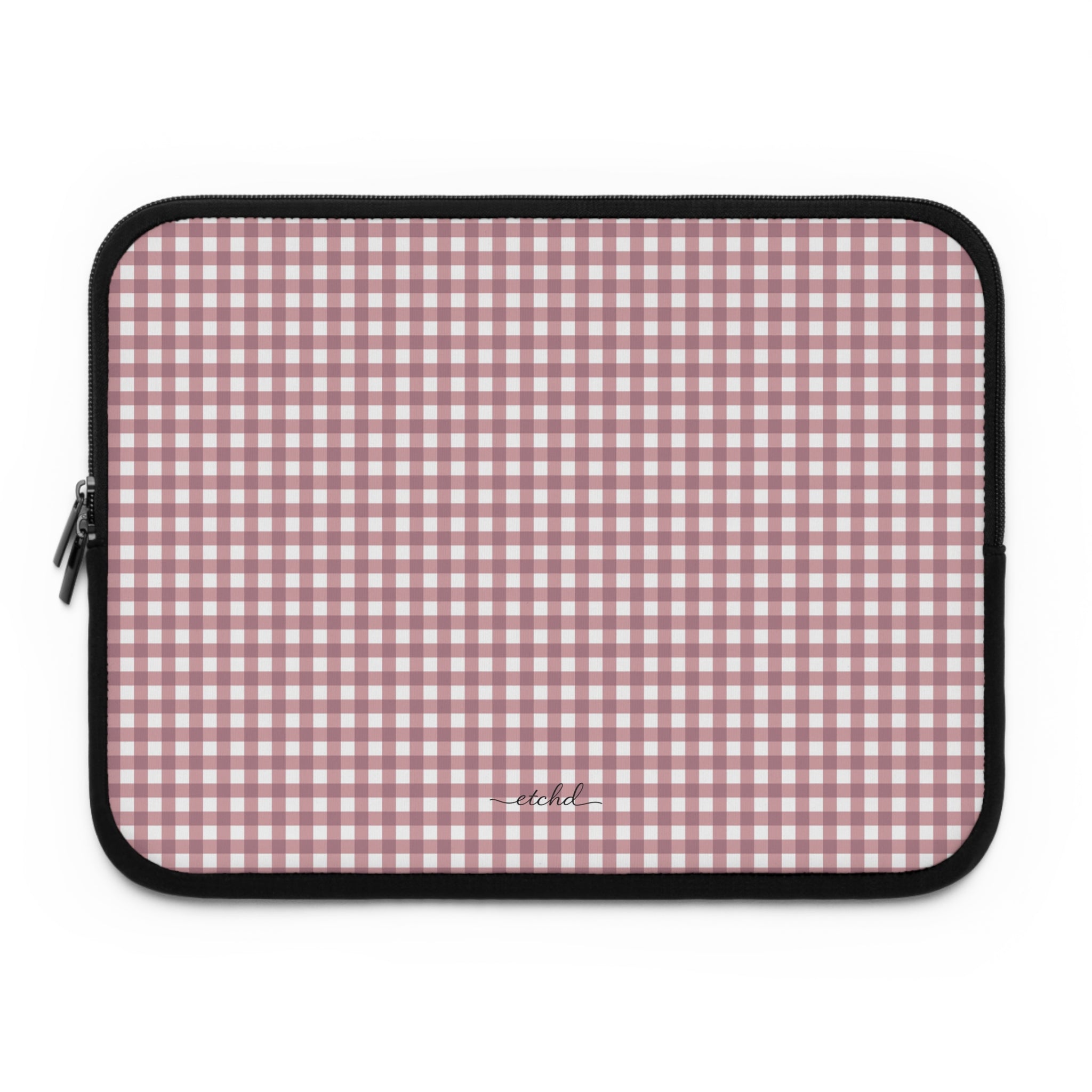 Pink Gingham Laptop Sleeve by etchd