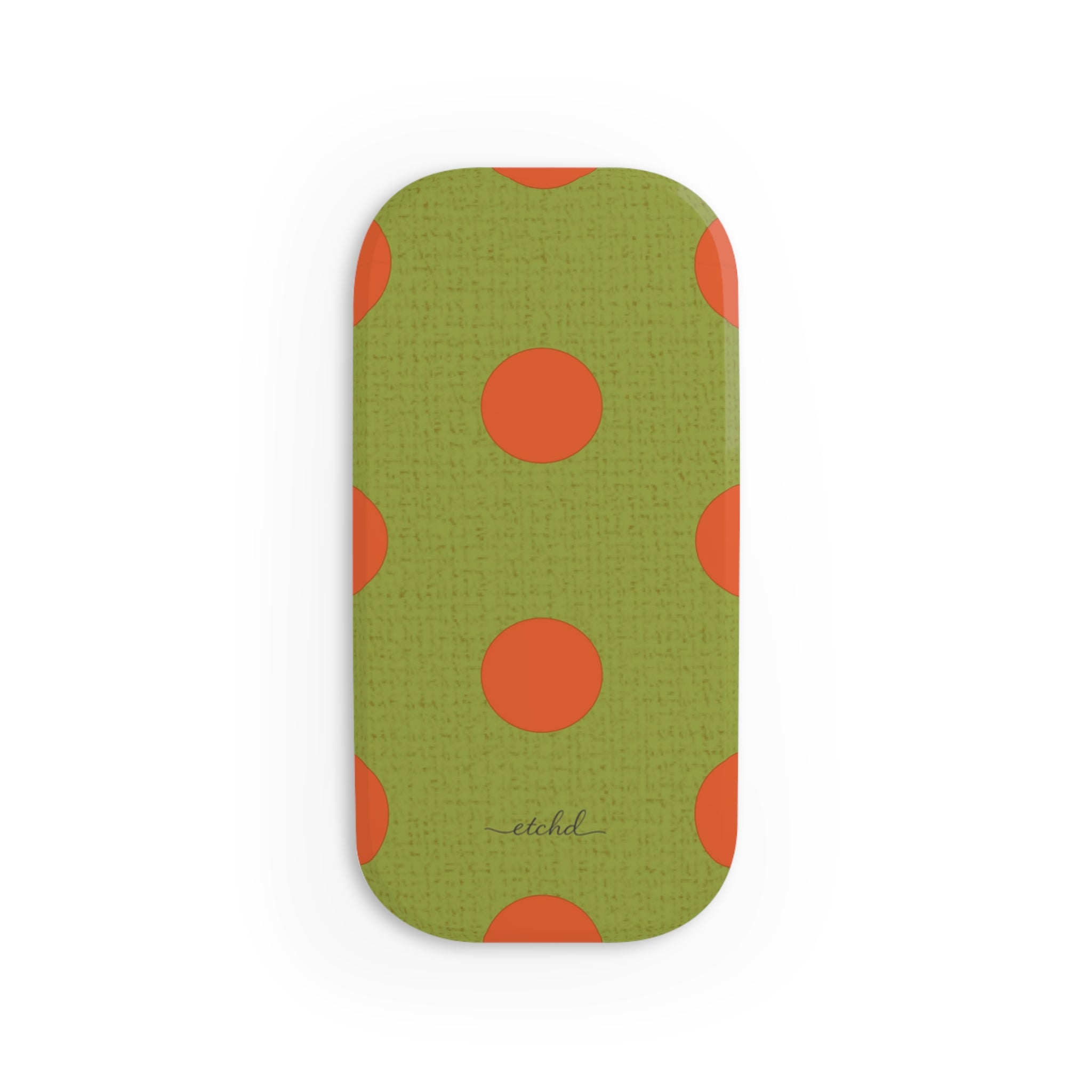 Persimmon & Wasabi Polka Dot Click-On Phone Grip by etchd, view 2