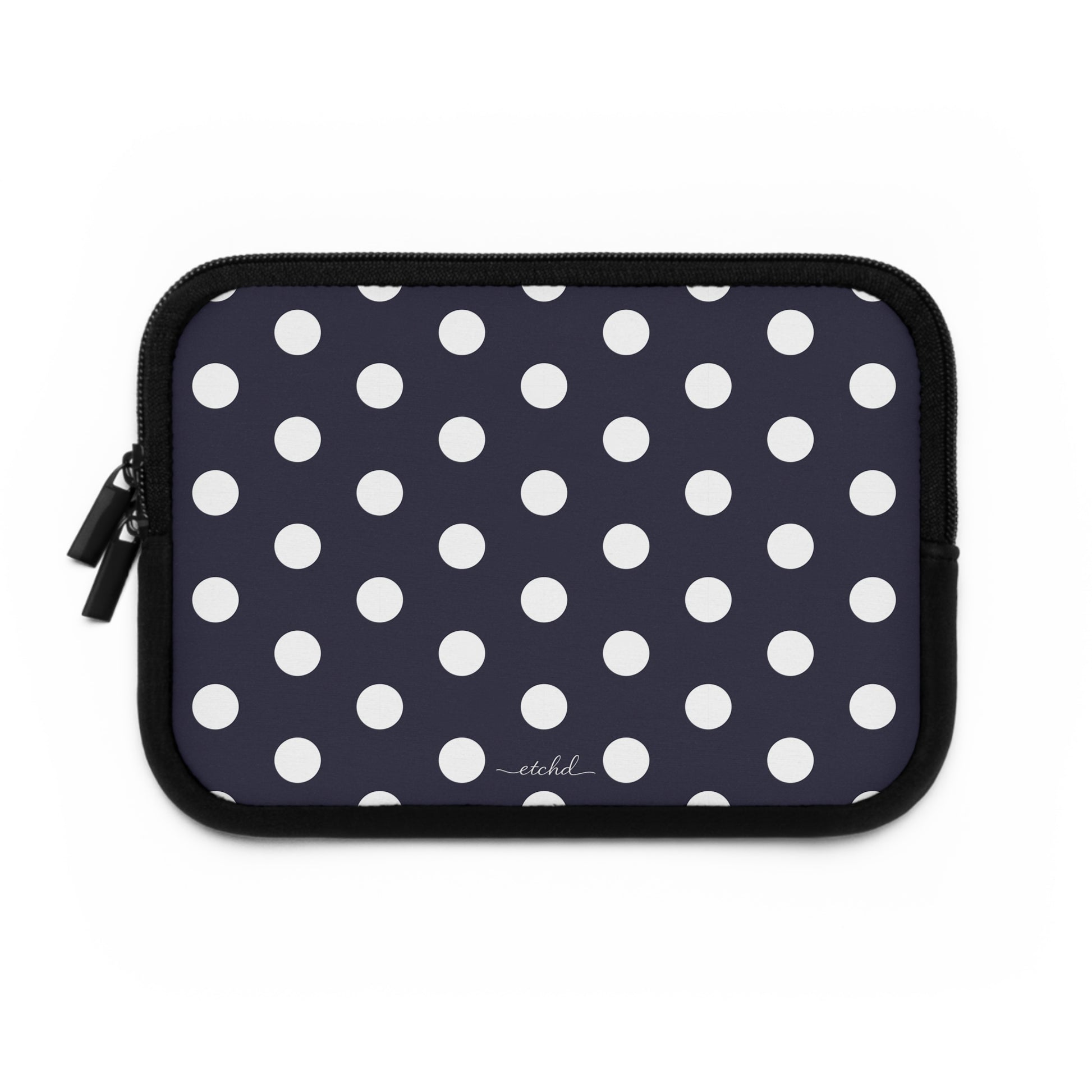 White And Navy Polka Dot Laptop Sleeve by etchd, view 2