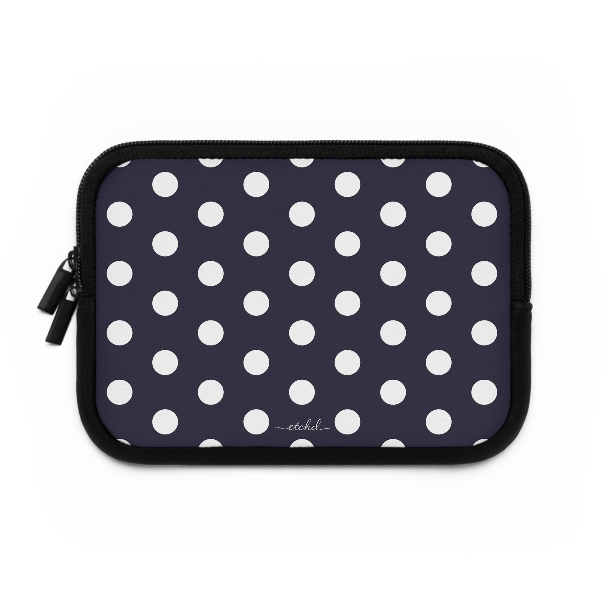 White And Navy Polka Dot Laptop Sleeve by etchd, view 2