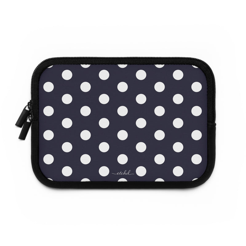 White And Navy Polka Dot Laptop Sleeve by etchd, view 2