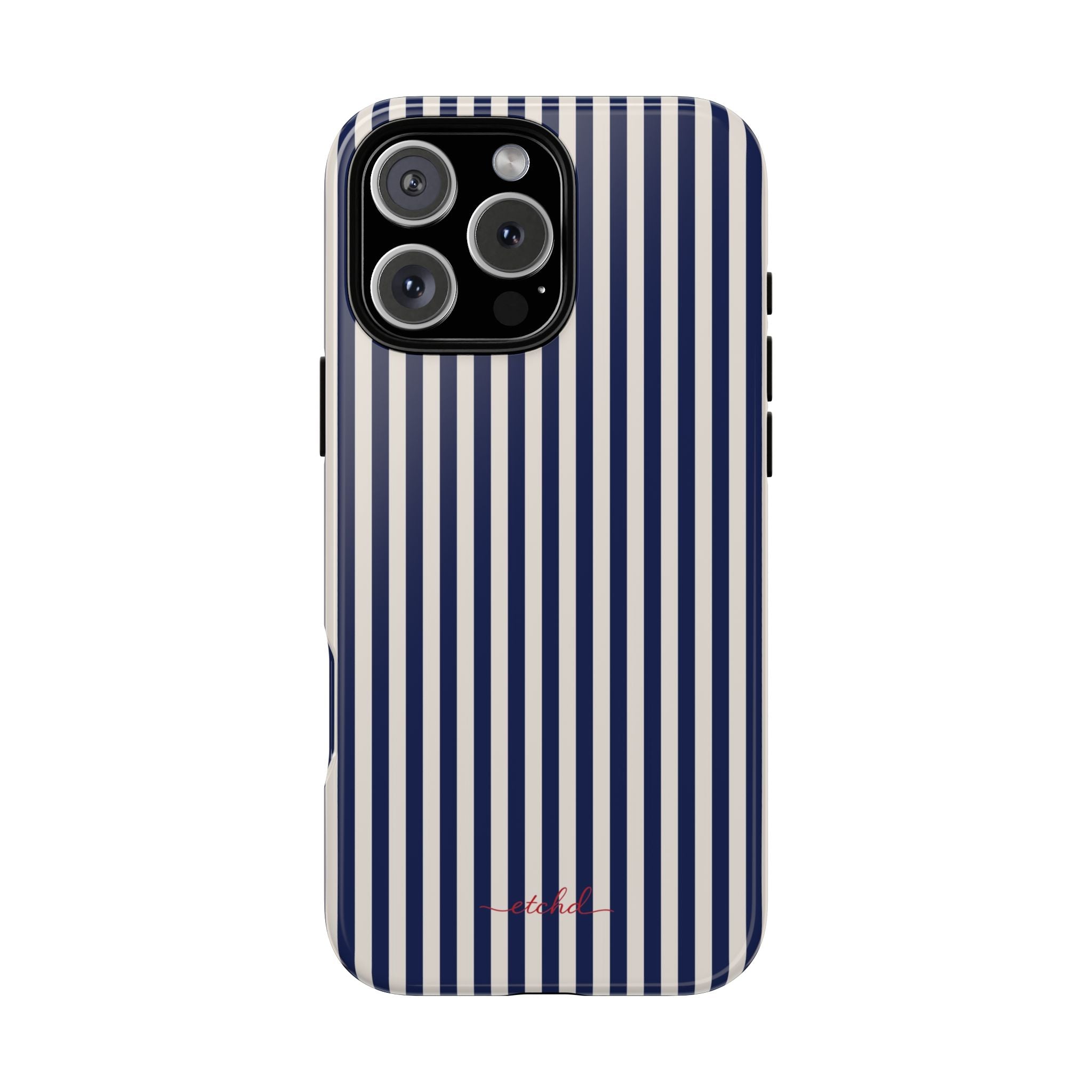 Navy & Cream Striped Phone Case by etchd