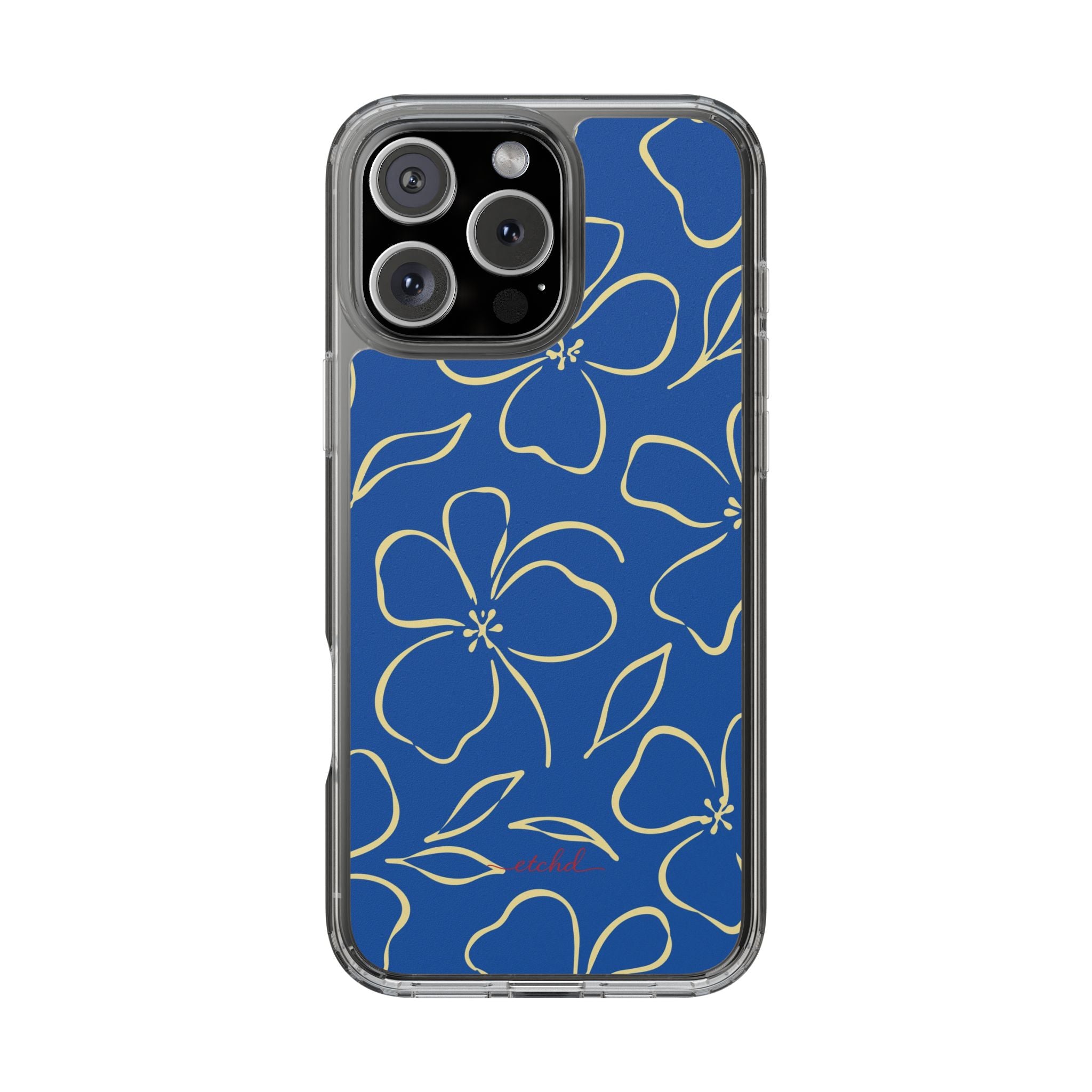 Cobalt & Butter Floral Clear Phone Case by etchd