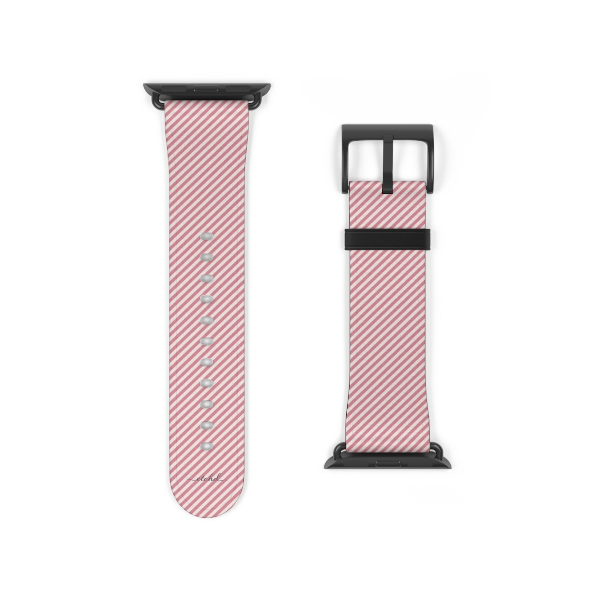 Blush & Cream Striped Diagonal Smartwatch Strap by etchd, view 9