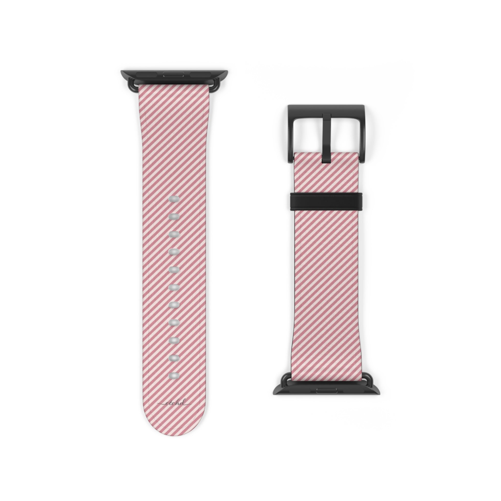 Blush & Cream Striped Diagonal Smartwatch Strap by etchd, view 9
