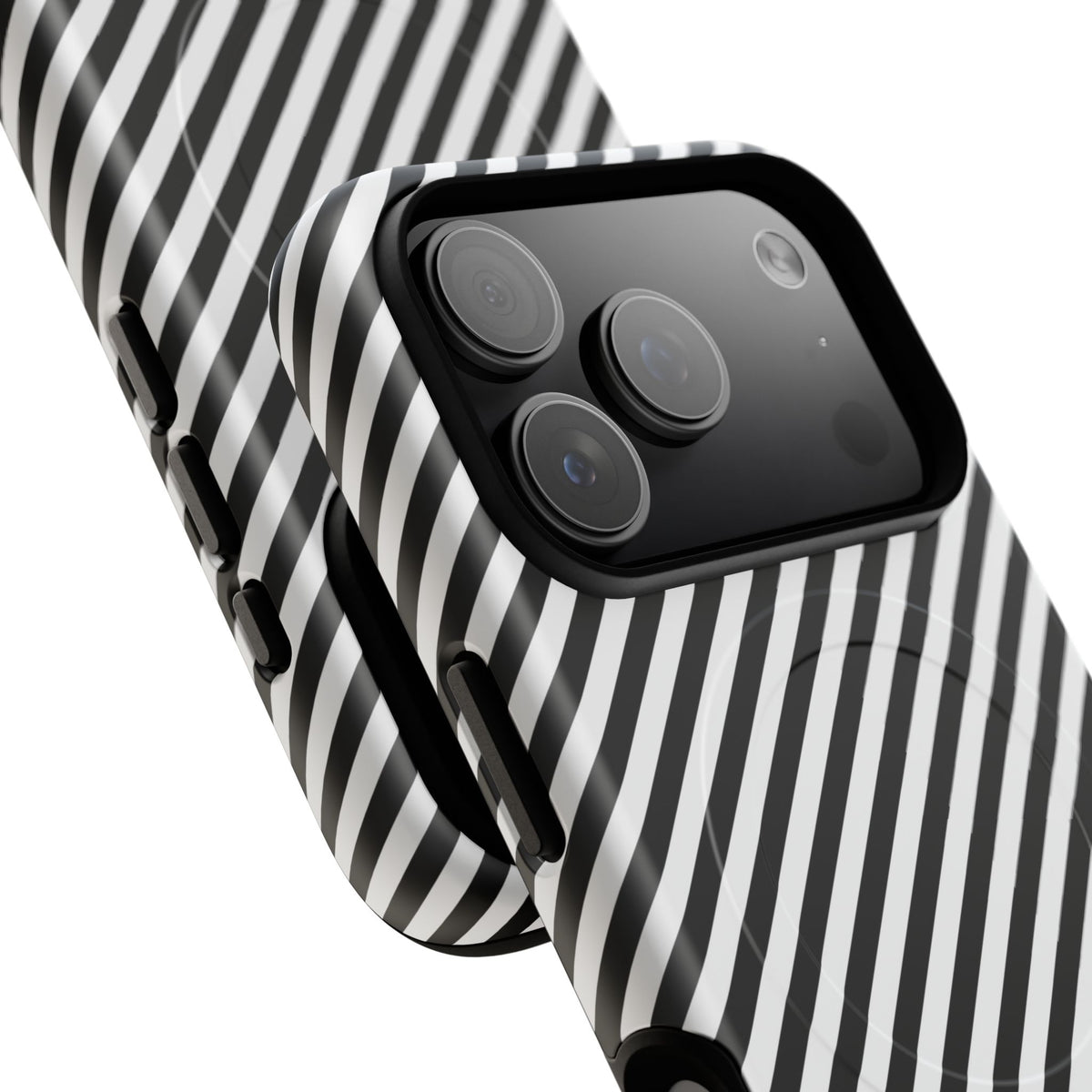 Black & White Striped Diagonal Magnetic Phone Case by etchd, view 100