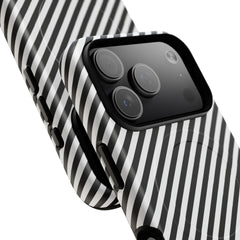 Black & White Striped Diagonal Magnetic Phone Case by etchd, view 100