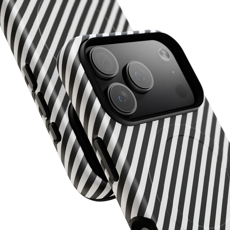 Black & White Striped Diagonal Magnetic Phone Case by etchd, view 100