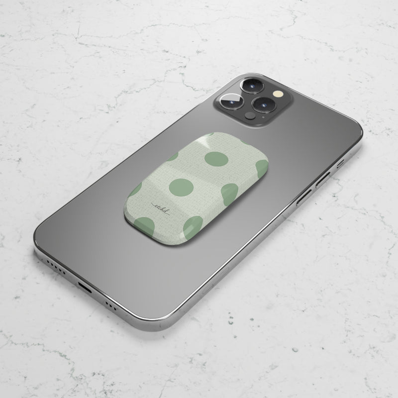 Sage Polka Dot Click-On Phone Grip by etchd, view 5
