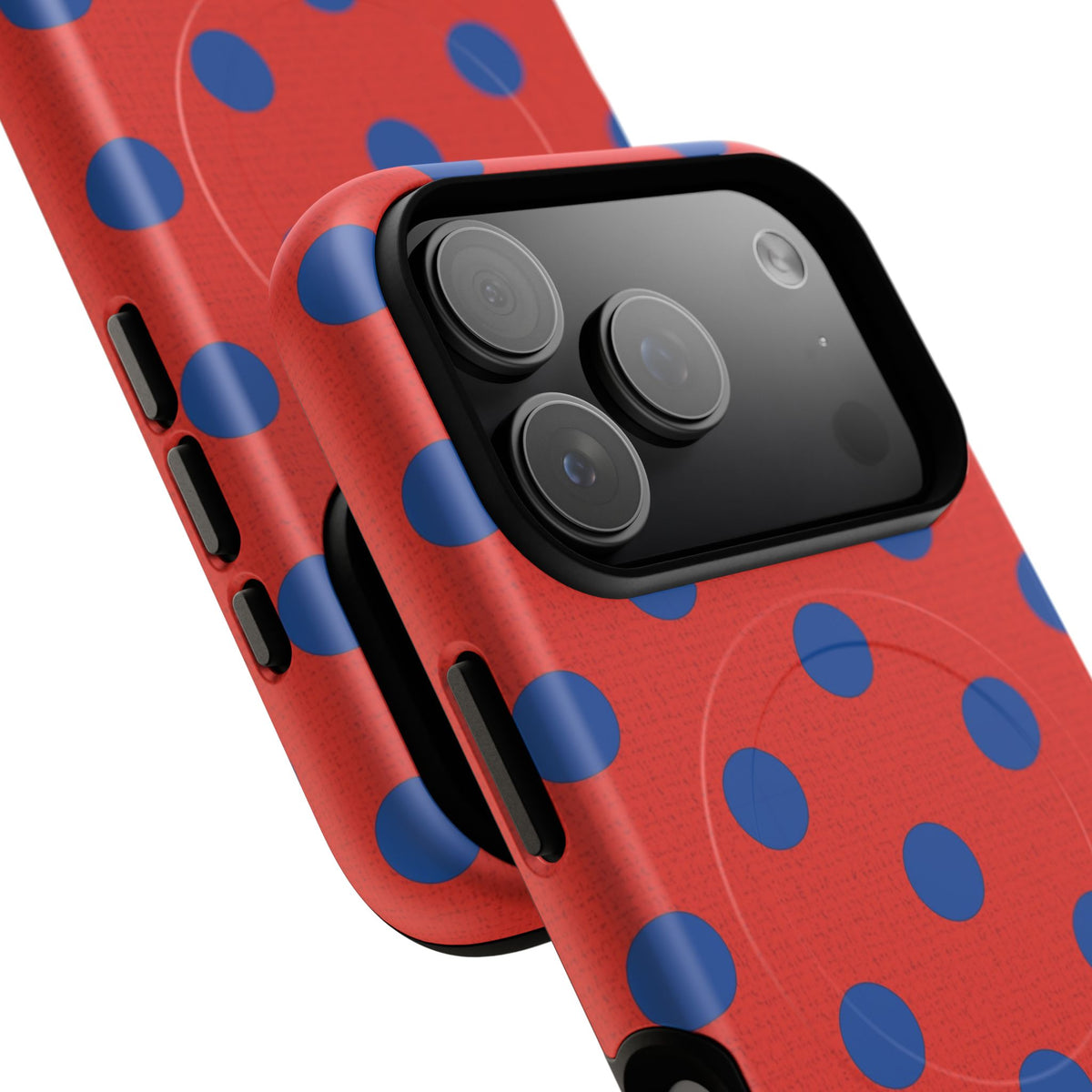 Cobalt & Poppy Polka Dot Magnetic Phone Case by etchd, view 100