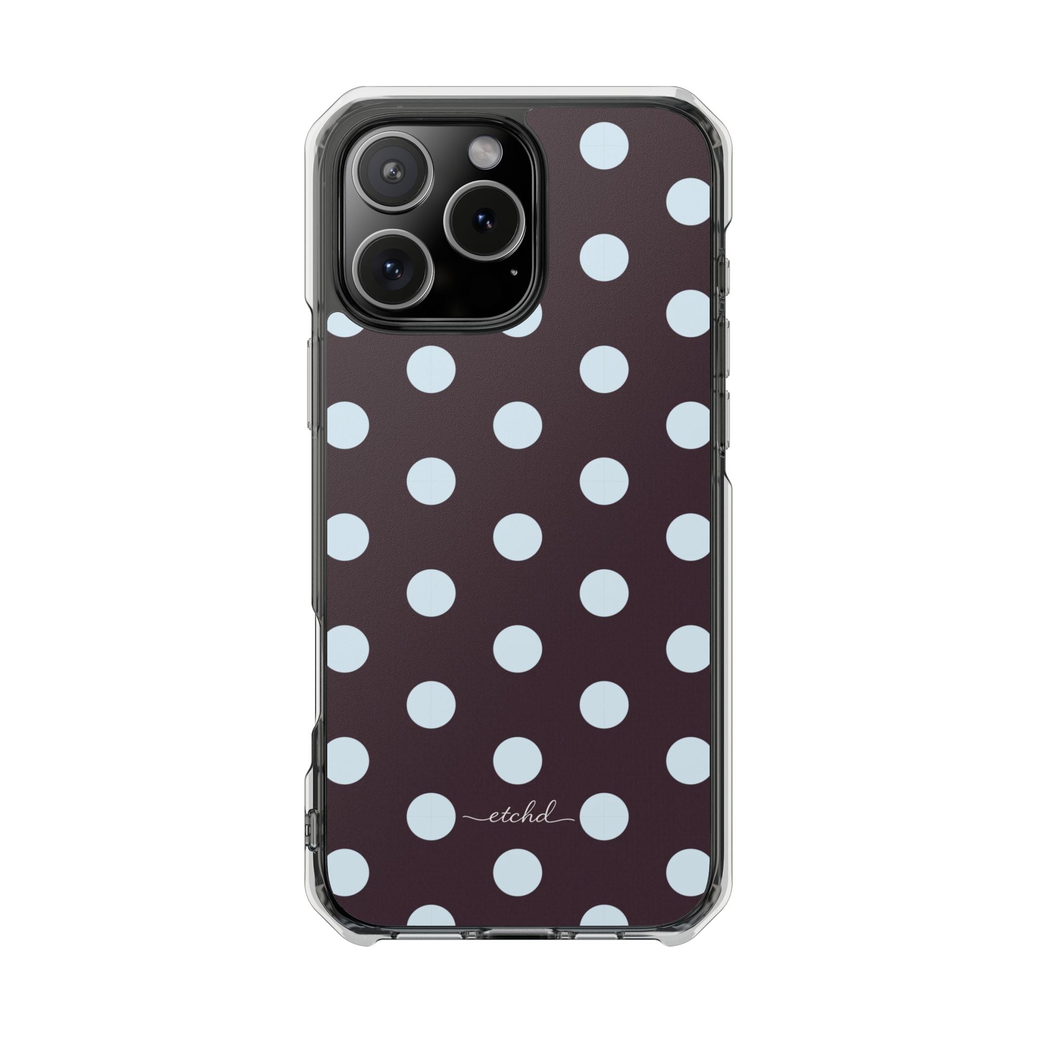 Blue And Plum Polka Dot Clear Magnetic Phone Case by etchd