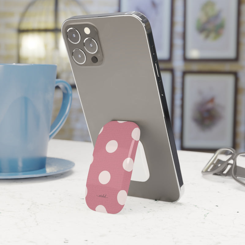 Cream & Blush Polka Dot Click-On Phone Grip by etchd, view 3