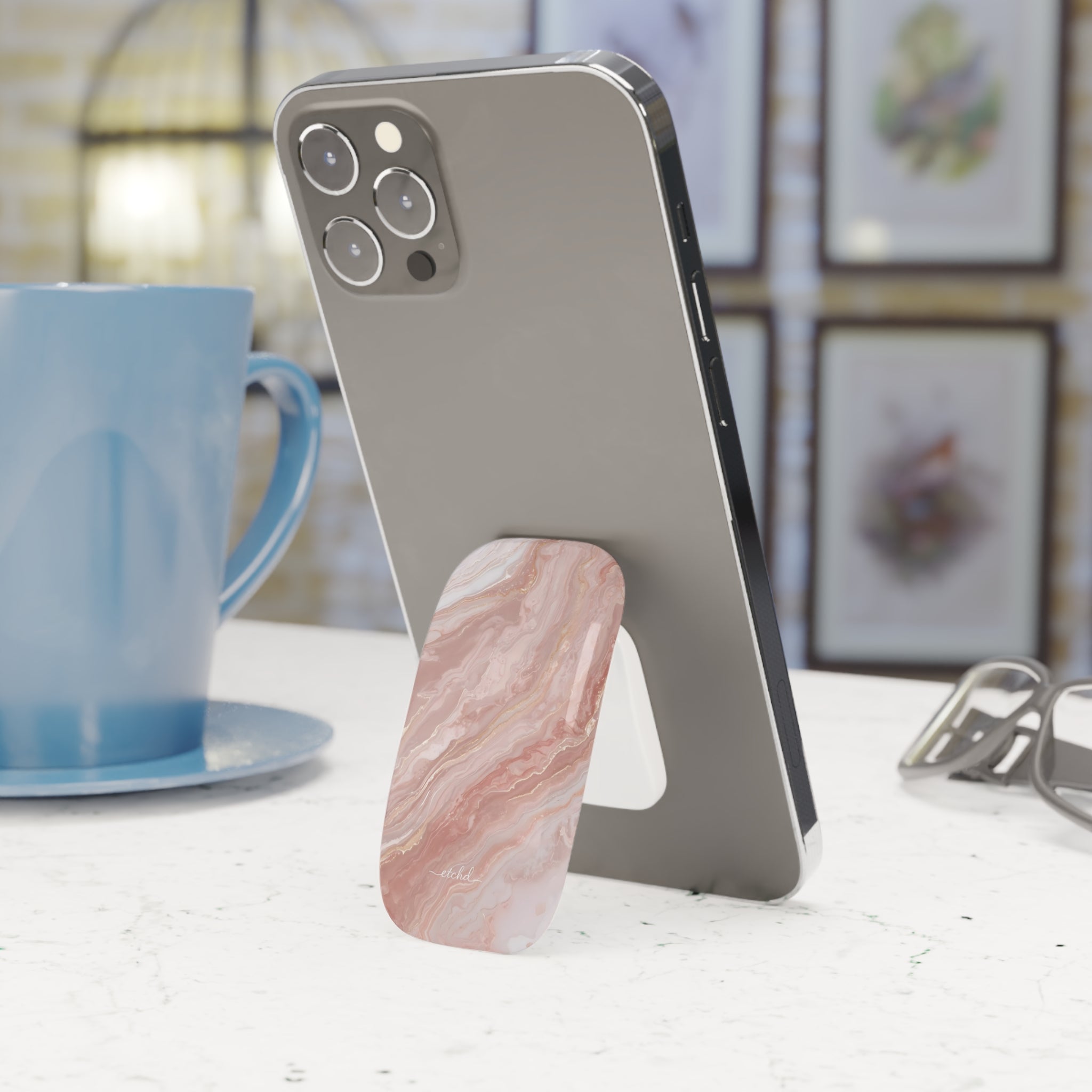 Rose Quartz Click-On Phone Grip by etchd, view 2