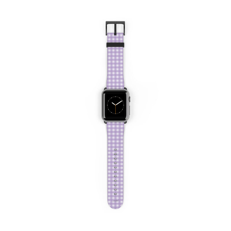 Lilac & Cream Gingham Cinturino per smartwatch di etchd