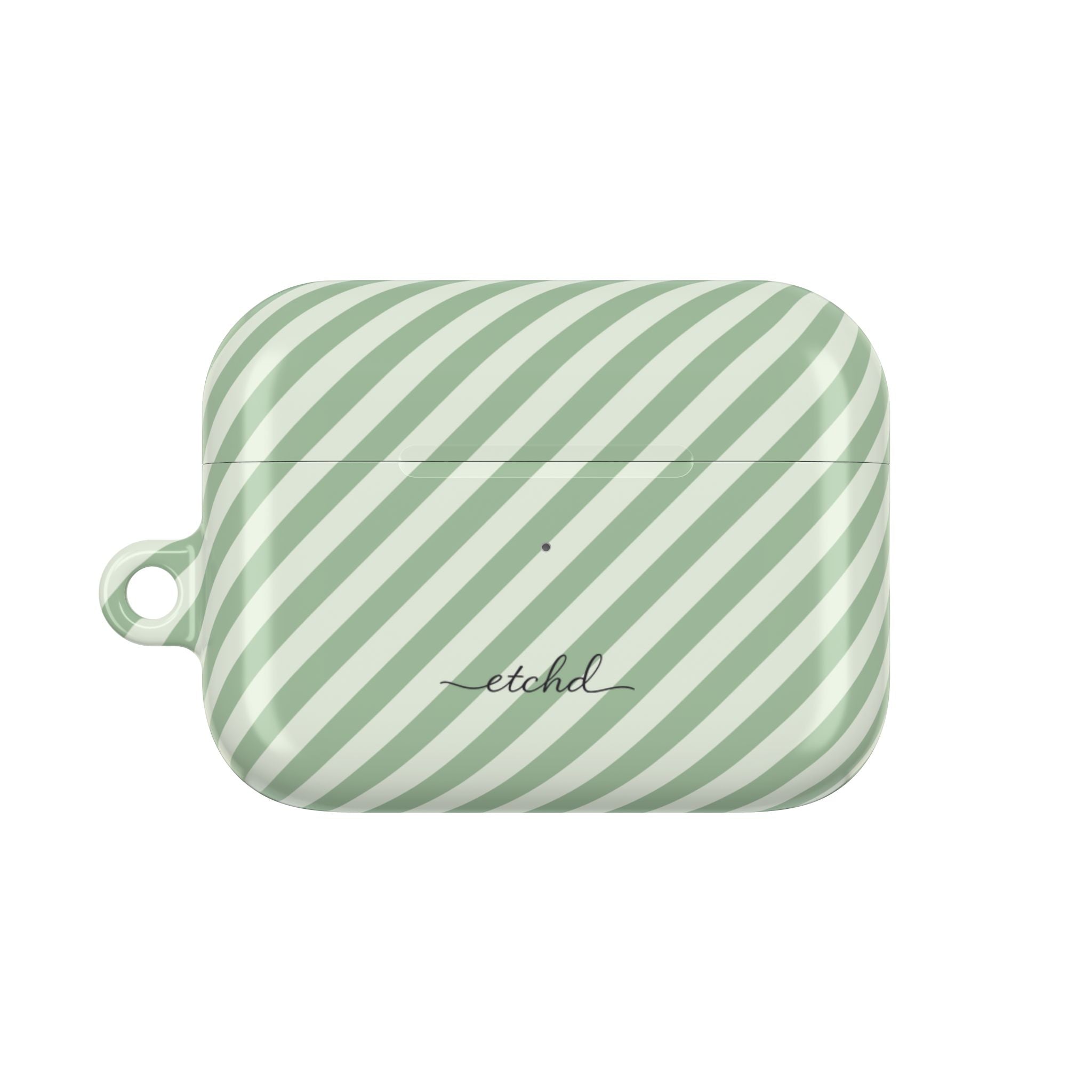 Sage & Cream Striped Diagonal AirPod Case by etchd, view 2