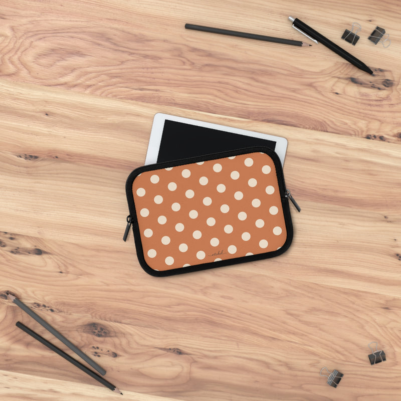 Cream & Terracotta Polka Dot Laptop Sleeve by etchd, view 14