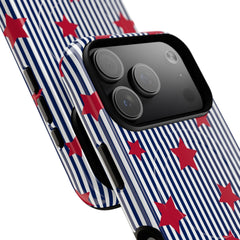 Blue Stripes & Red Stars Magnetic Phone Case by etchd, view 99