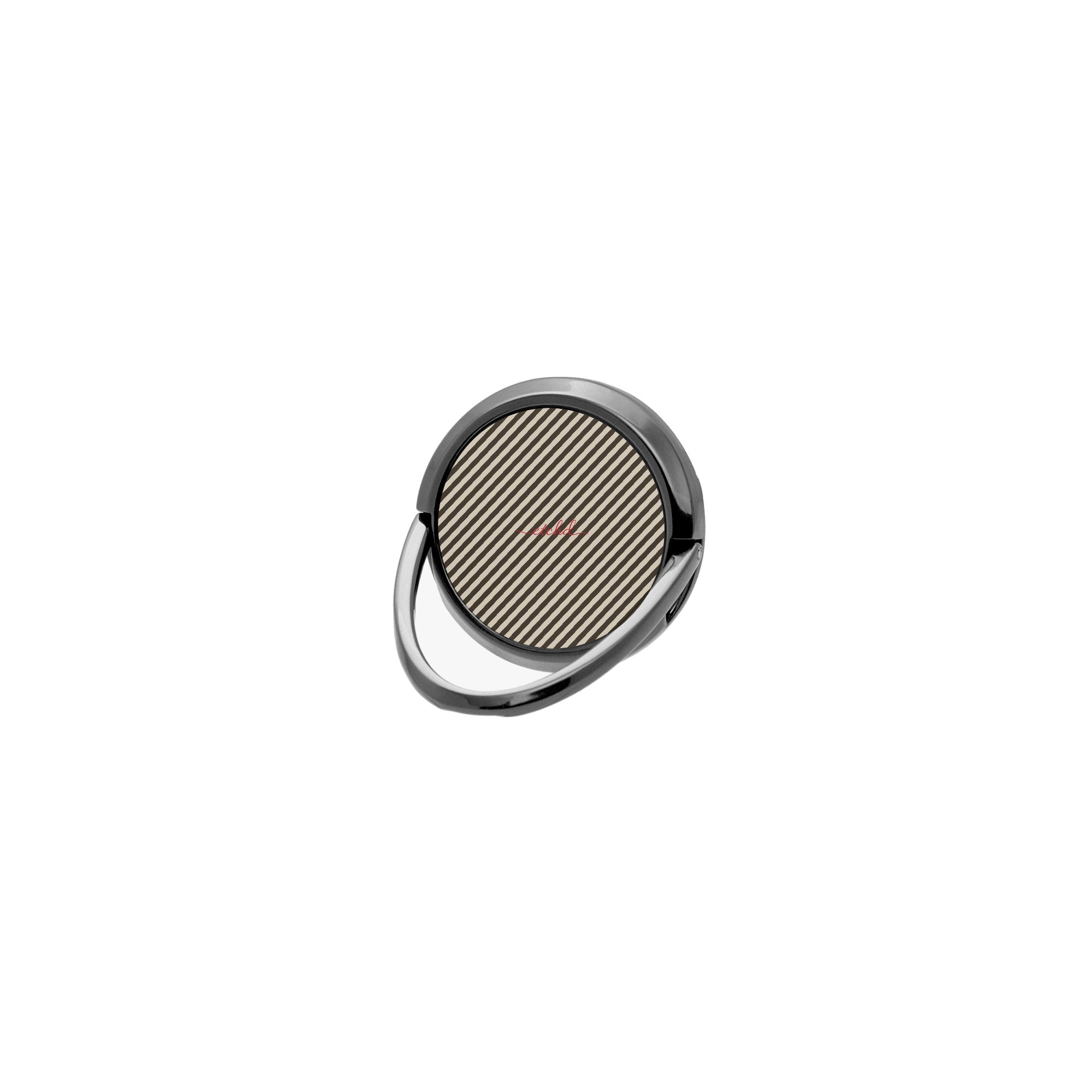 Cream & Brown Striped Diagonal Phone Ring Holder by etchd