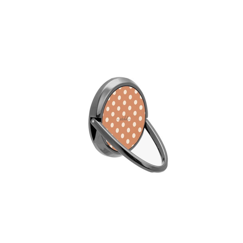 Cream & Terracotta Polka Dot Handy Ring-Halterung-zoom-