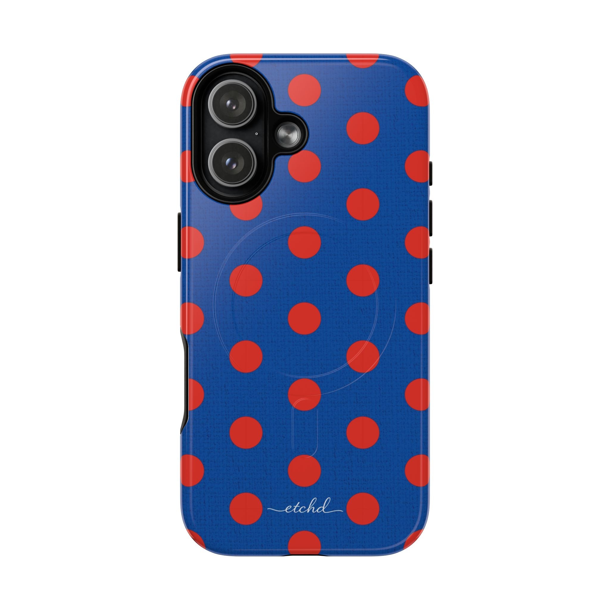 Poppy And Cobalt Polka Dot Magnetic Phone Case by etchd, view 25