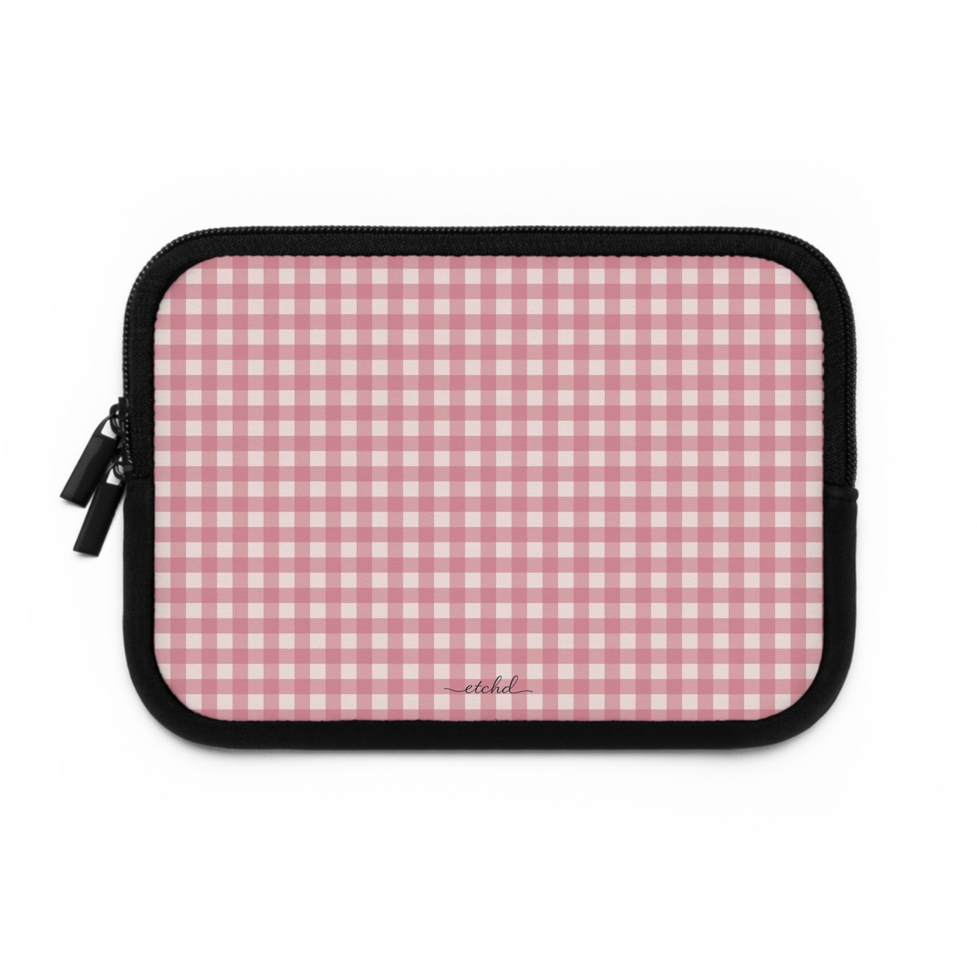 Blush & Cream Gingham Custodia per laptop di etchd, vista 2