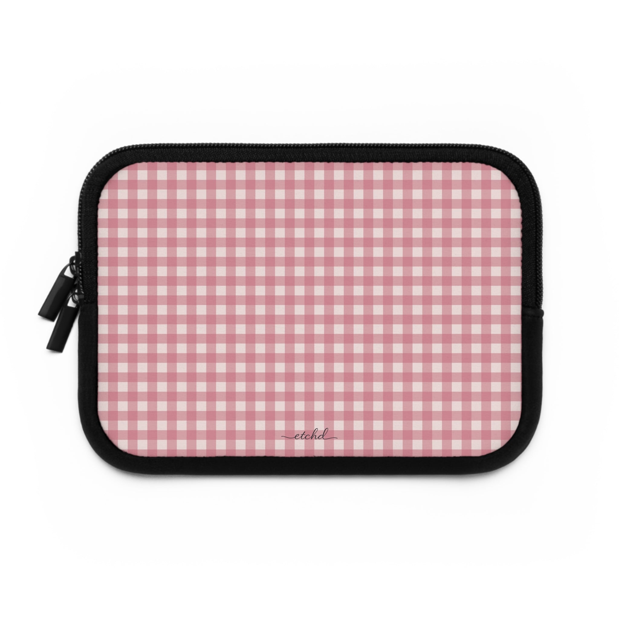 Blush & Cream Gingham Laptop Sleeve by etchd, view 2