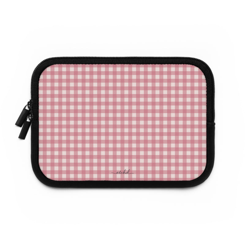 Blush & Cream Gingham Custodia per laptop di etchd, vista 2