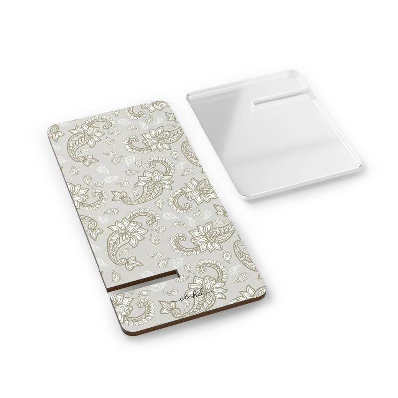 Beige Paisley Phone Stand by etchd, view 2
