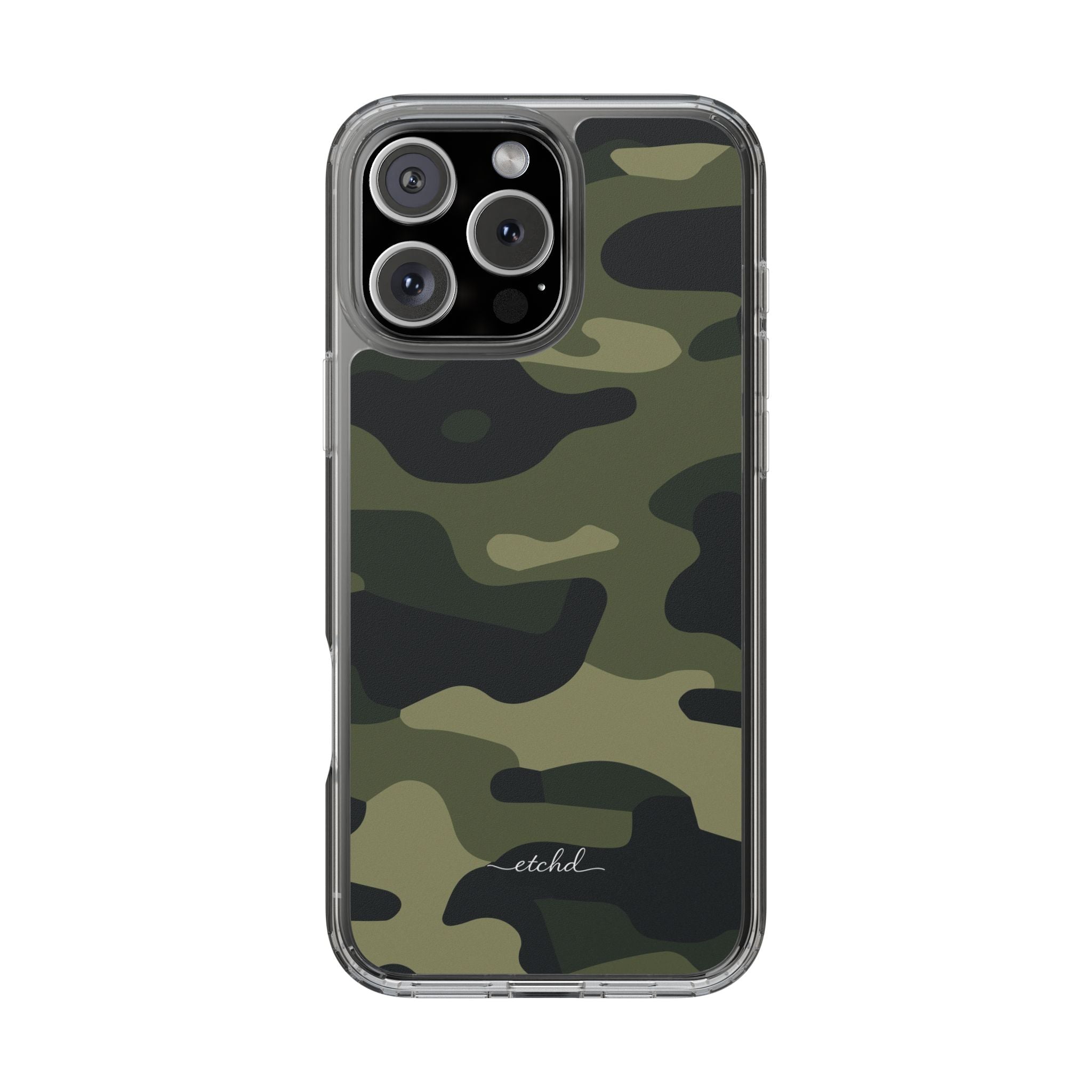 Green Camo Clear Phone Case by etchd
