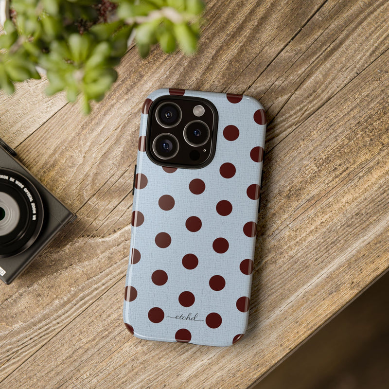 Blue & Cherry Polka Dot Phone Case-zoom-
