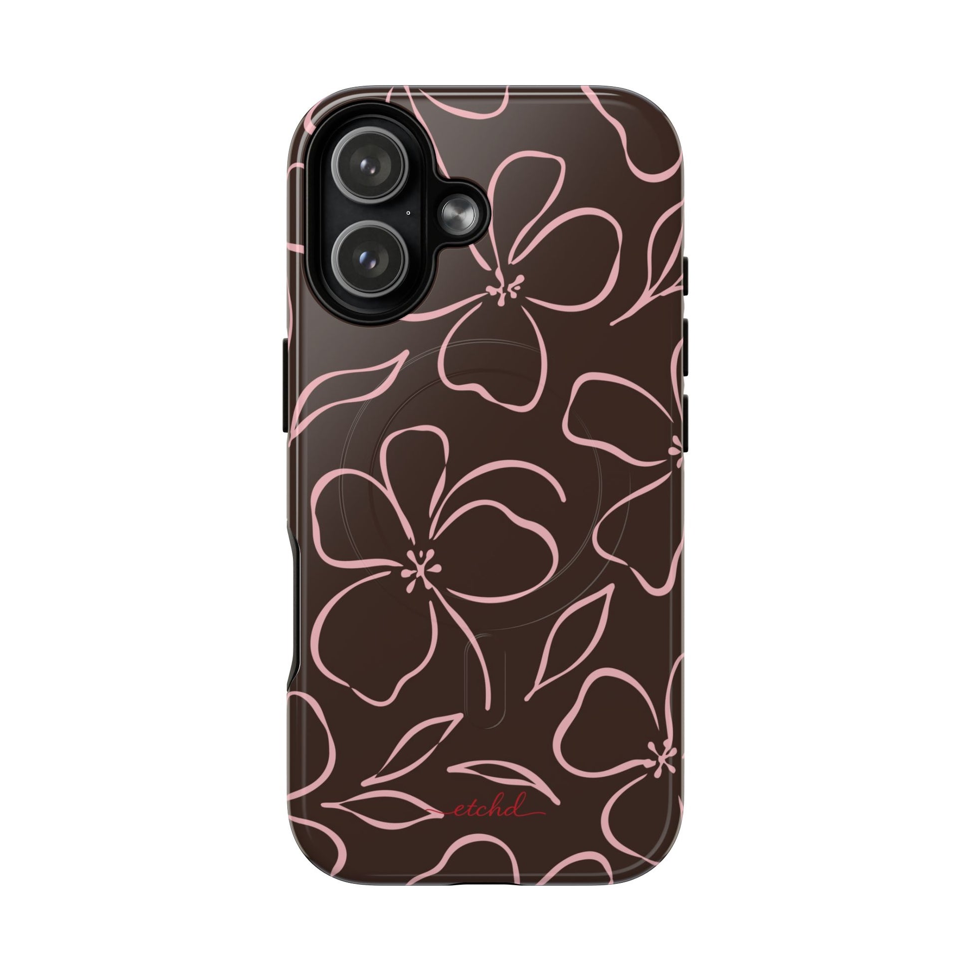 Espresso & Blush Floral Magnetic Phone Case by etchd, view 25