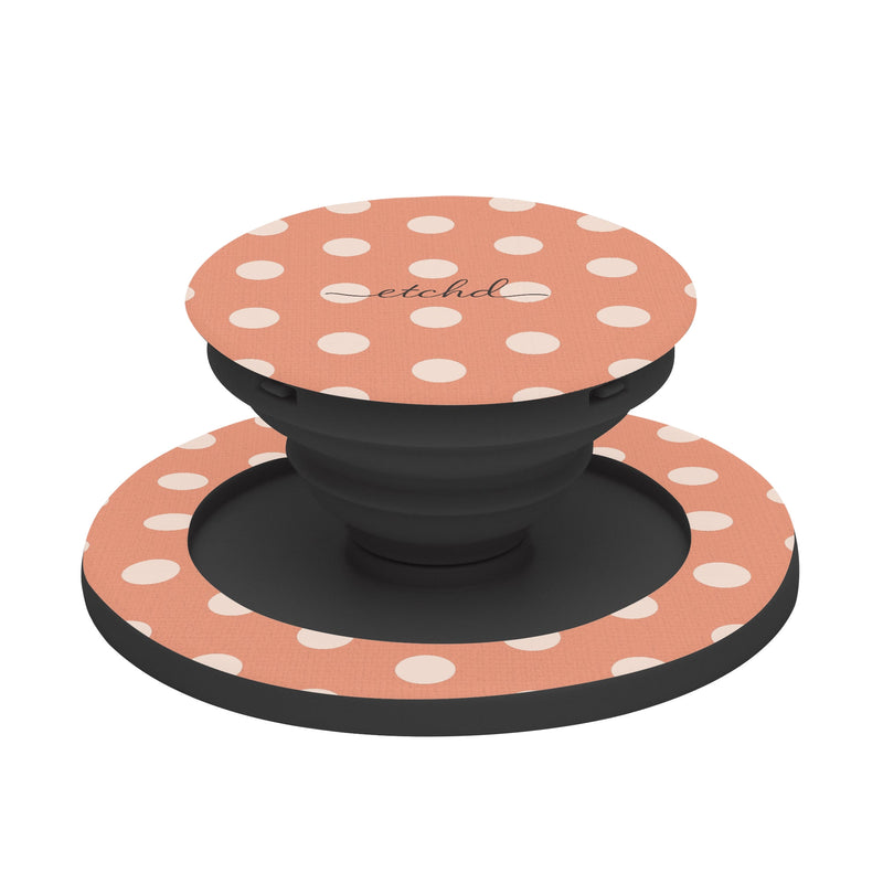 Cream & Coral Polka Dot Phone Grip And Stand-zoom-