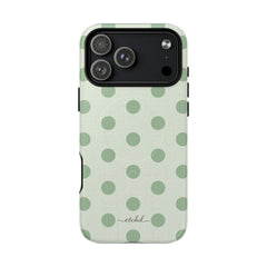 Sage & Cream Polka Dot Magnetic Phone Case by etchd, view 31