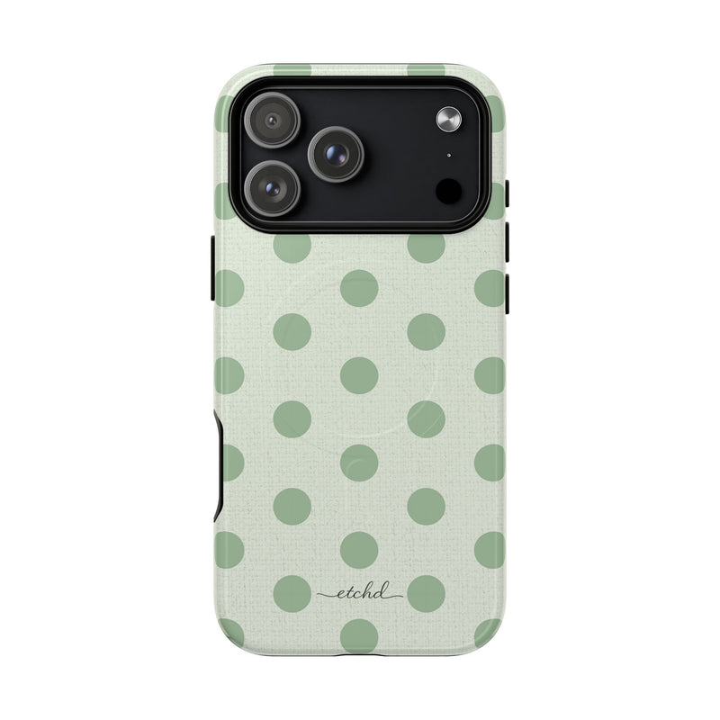 Sage & Cream Polka Dot Magnetic Phone Case by etchd, view 31