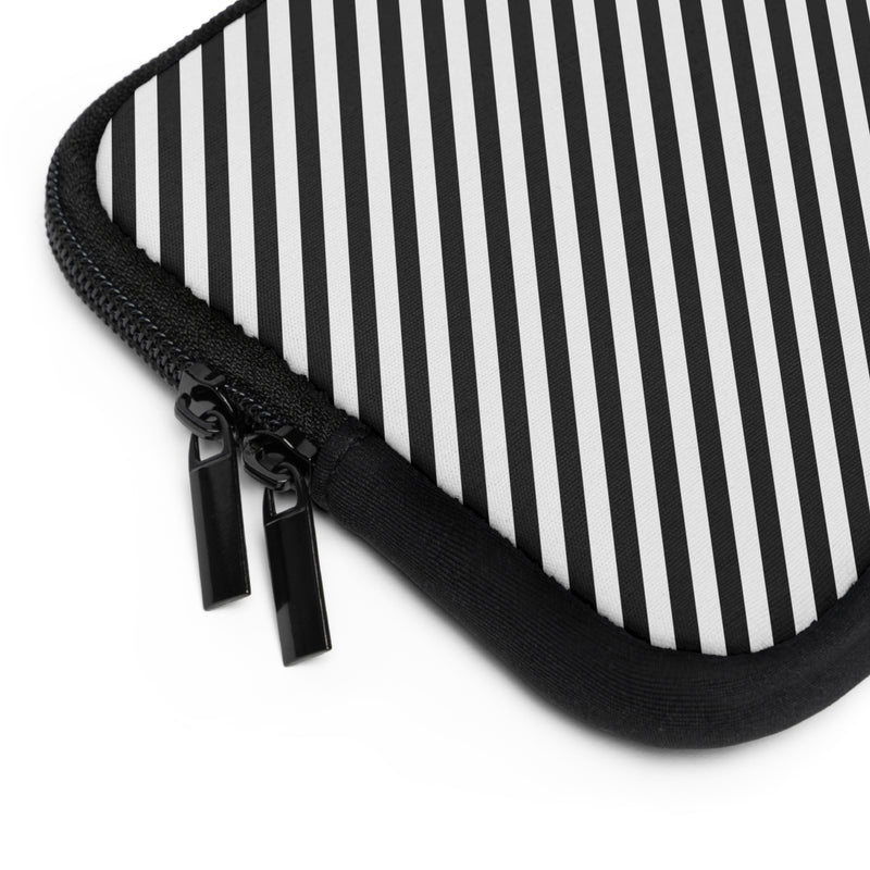 Black & White Striped Diagonal Laptop Sleeve by etchd, view 12